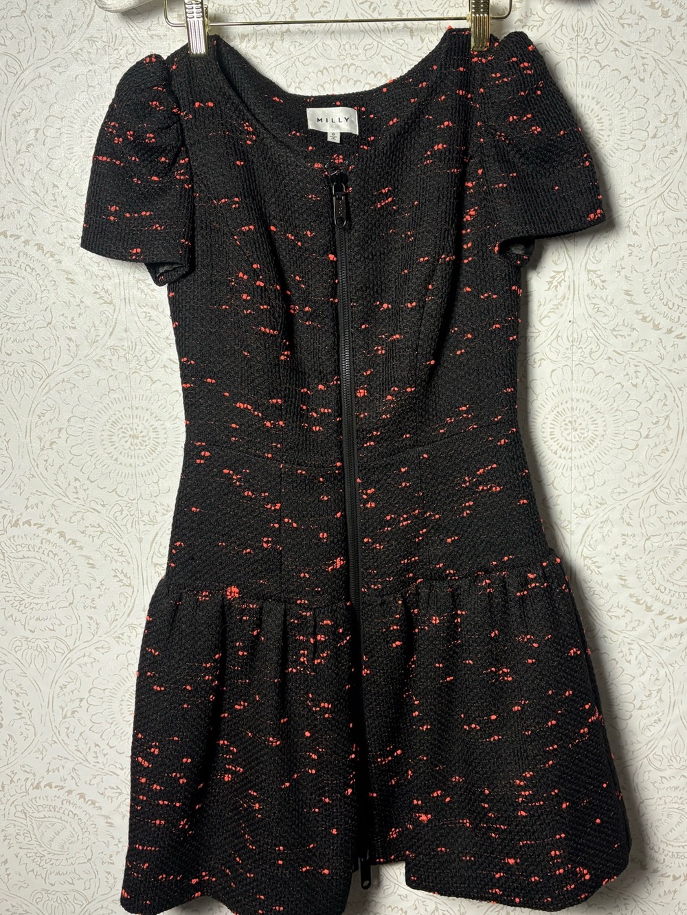 Milly tweed mini dress full zip size 0